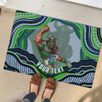 Personalized Canberra Raiders Rubber Doormat Aboriginal Dot Art - Dreamtime Rugby Mascot