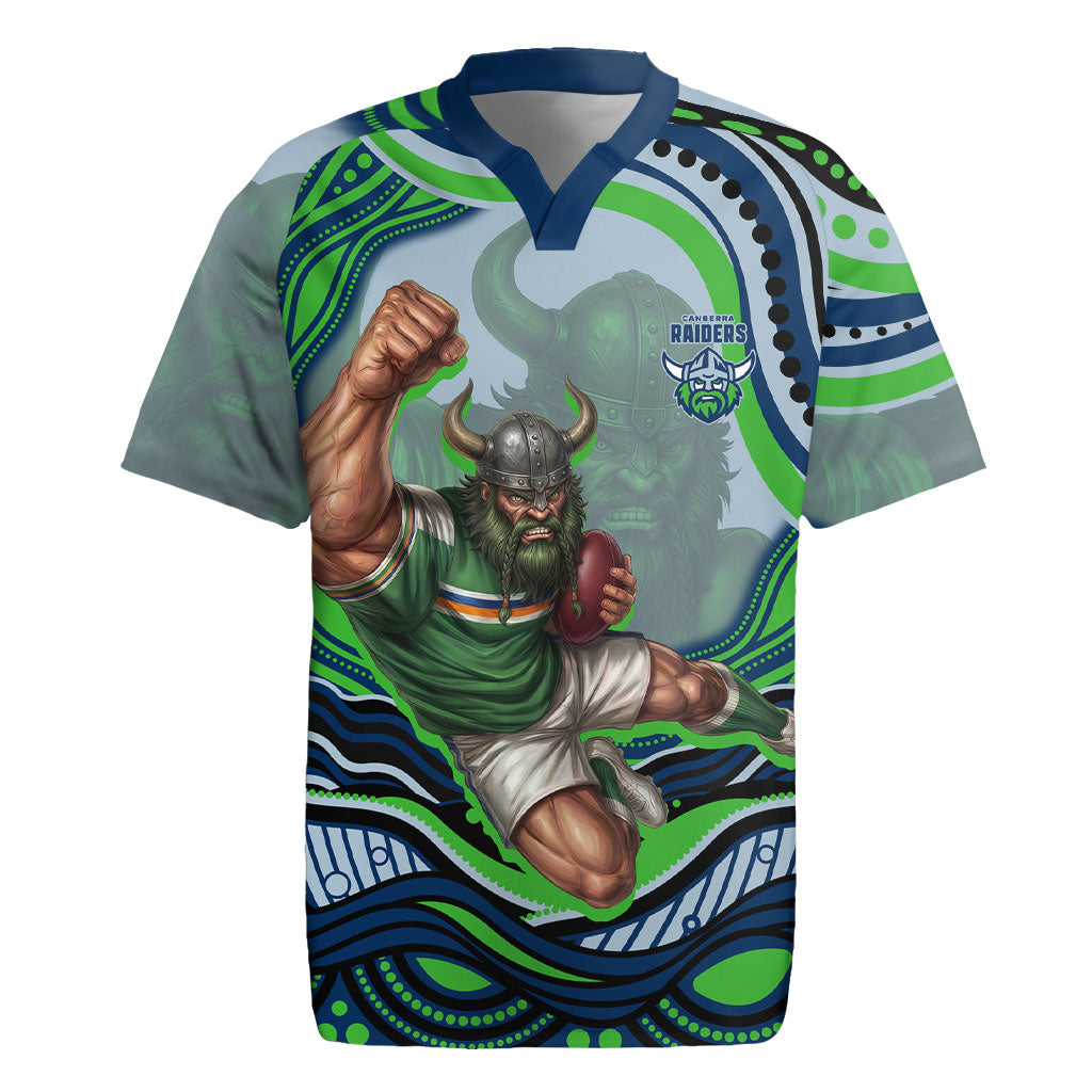 Personalized Canberra Raiders Rugby Jersey Aboriginal Dot Art - Dreamtime Rugby Mascot