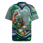 Personalized Canberra Raiders Rugby Jersey Aboriginal Dot Art - Dreamtime Rugby Mascot