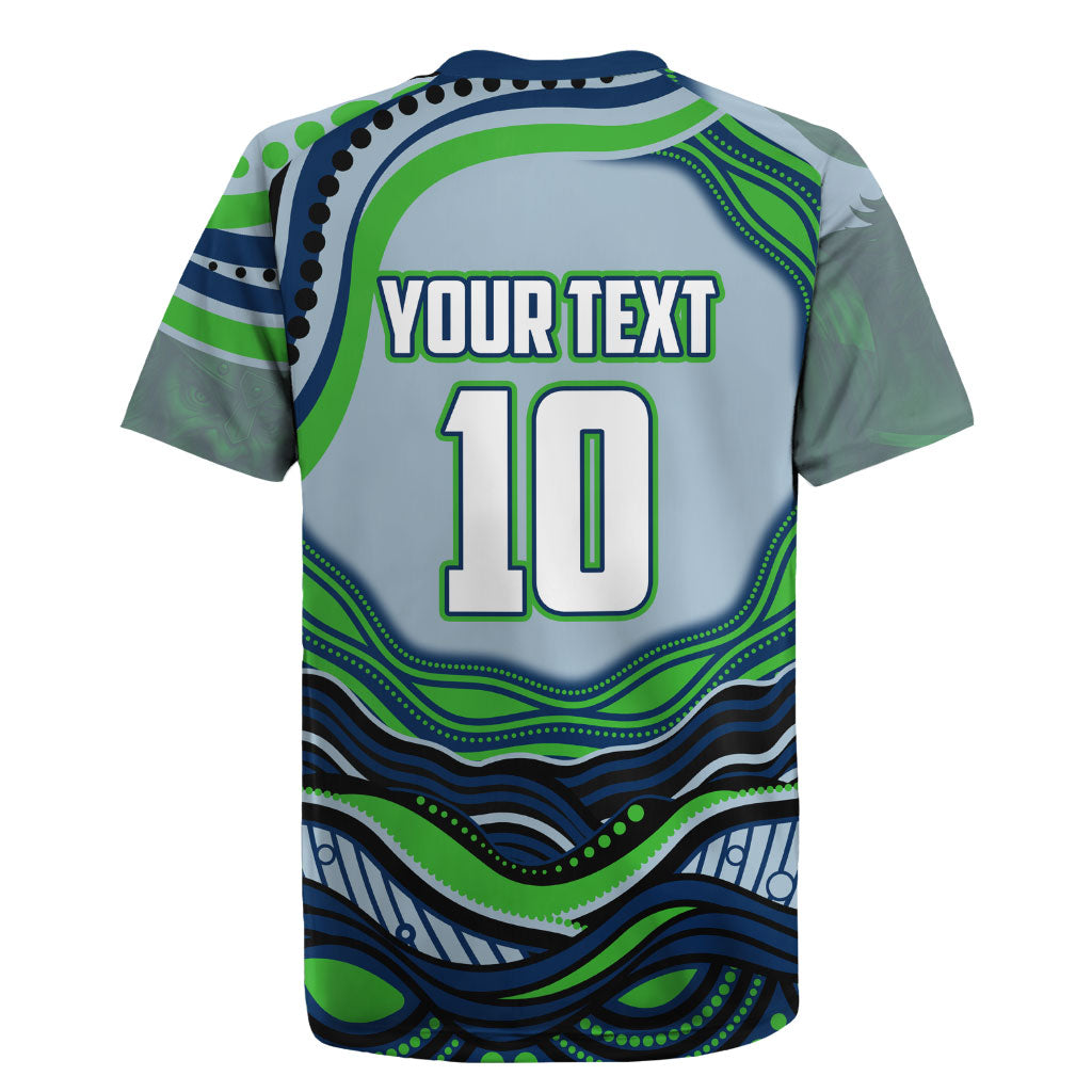 Personalized Canberra Raiders Rugby Jersey Aboriginal Dot Art - Dreamtime Rugby Mascot