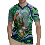 Personalized Canberra Raiders Rugby Jersey Aboriginal Dot Art - Dreamtime Rugby Mascot
