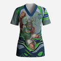 Personalized Canberra Raiders Scrub Top Aboriginal Dot Art - Dreamtime Rugby Mascot