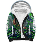 Personalized Canberra Raiders Sherpa Hoodie Aboriginal Dot Art - Dreamtime Rugby Mascot