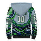 Personalized Canberra Raiders Sherpa Hoodie Aboriginal Dot Art - Dreamtime Rugby Mascot