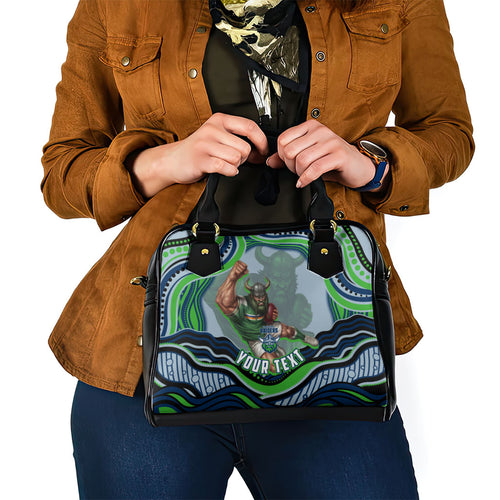 Personalized Canberra Raiders Shoulder Handbag Aboriginal Dot Art - Dreamtime Rugby Mascot