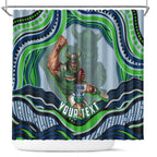 Personalized Canberra Raiders Shower Curtain Aboriginal Dot Art - Dreamtime Rugby Mascot