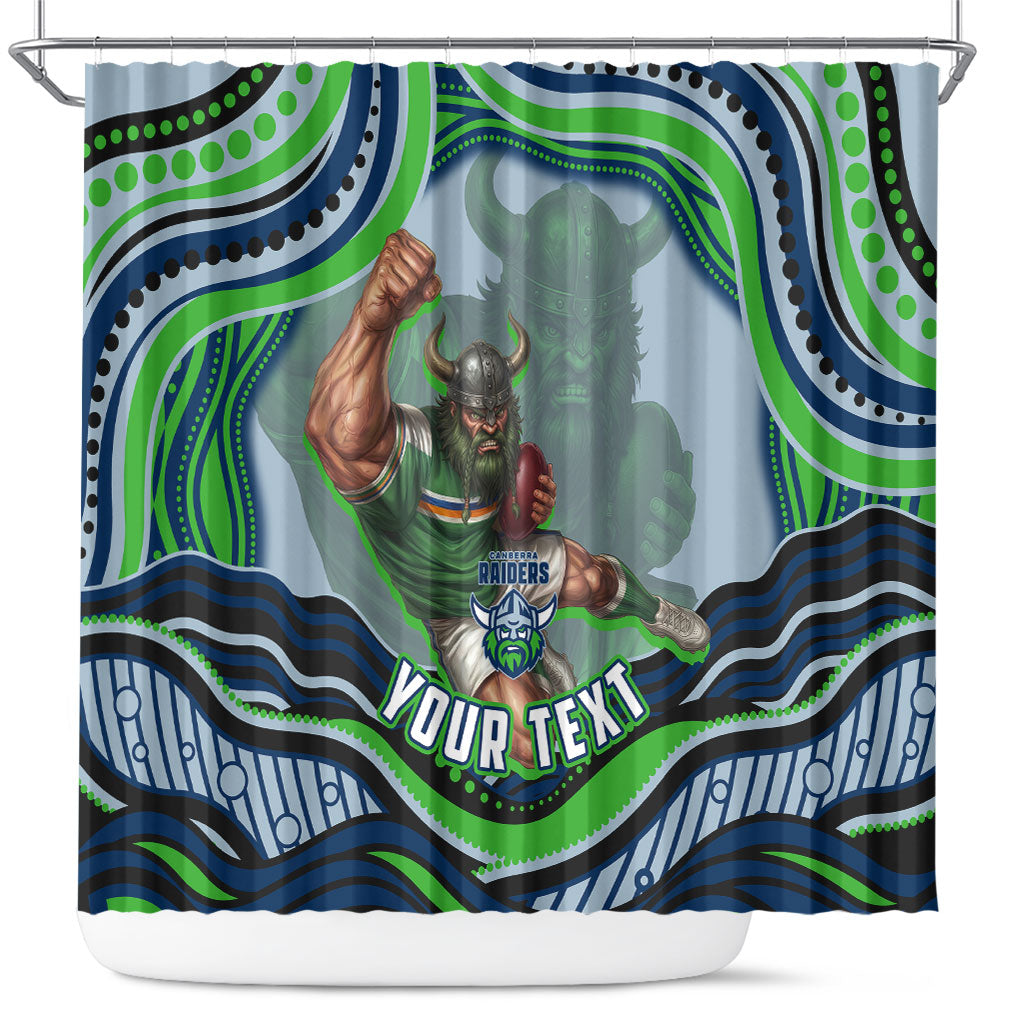 Personalized Canberra Raiders Shower Curtain Aboriginal Dot Art - Dreamtime Rugby Mascot