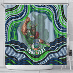Personalized Canberra Raiders Shower Curtain Aboriginal Dot Art - Dreamtime Rugby Mascot
