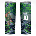 Personalized Canberra Raiders Skinny Tumbler Aboriginal Dot Art - Dreamtime Rugby Mascot