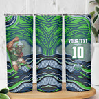 Personalized Canberra Raiders Skinny Tumbler Aboriginal Dot Art - Dreamtime Rugby Mascot