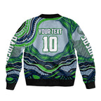 Personalized Canberra Raiders Sleeve Zip Bomber Jacket Aboriginal Dot Art - Dreamtime Rugby Mascot