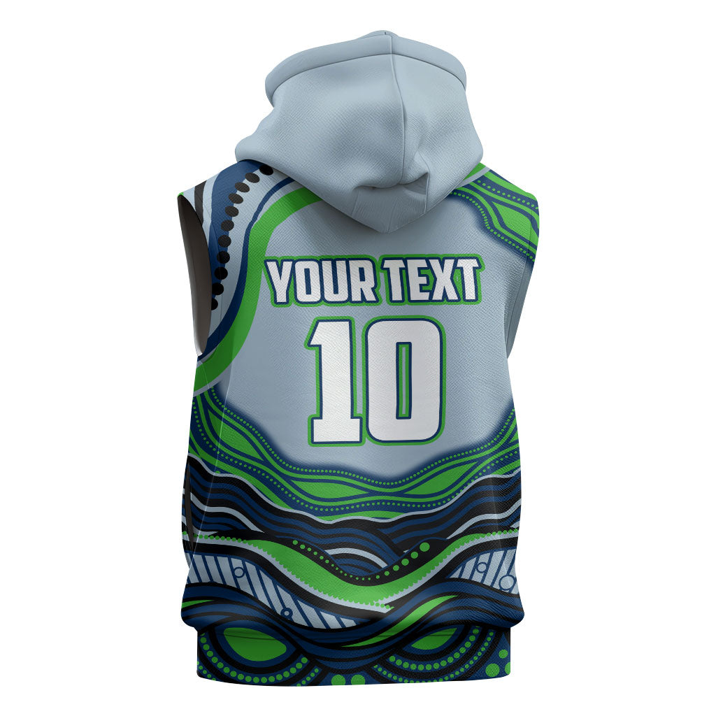 Personalized Canberra Raiders Sleeveless Hoodie Aboriginal Dot Art - Dreamtime Rugby Mascot