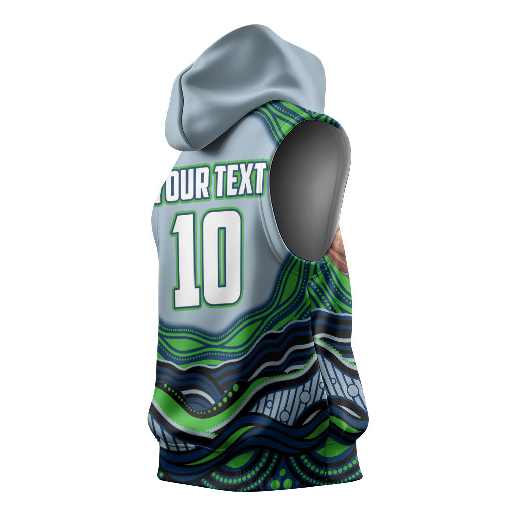 Personalized Canberra Raiders Sleeveless Hoodie Aboriginal Dot Art - Dreamtime Rugby Mascot
