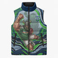 Personalized Canberra Raiders Sleeveless Puffer Jacket Aboriginal Dot Art - Dreamtime Rugby Mascot