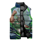 Personalized Canberra Raiders Sleeveless Puffer Jacket Aboriginal Dot Art - Dreamtime Rugby Mascot