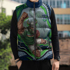 Personalized Canberra Raiders Sleeveless Puffer Jacket Aboriginal Dot Art - Dreamtime Rugby Mascot