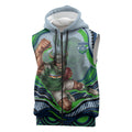 Personalized Canberra Raiders Sleeveless Zip Hoodie Aboriginal Dot Art - Dreamtime Rugby Mascot