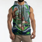 Personalized Canberra Raiders Sleeveless Zip Hoodie Aboriginal Dot Art - Dreamtime Rugby Mascot