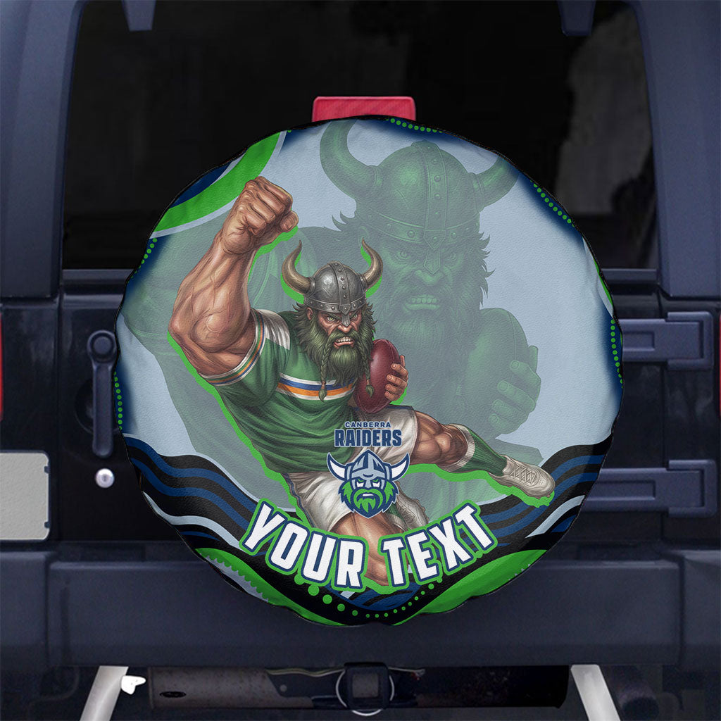 Personalized Canberra Raiders Spare Tire Cover Aboriginal Dot Art - Dreamtime Rugby Mascot