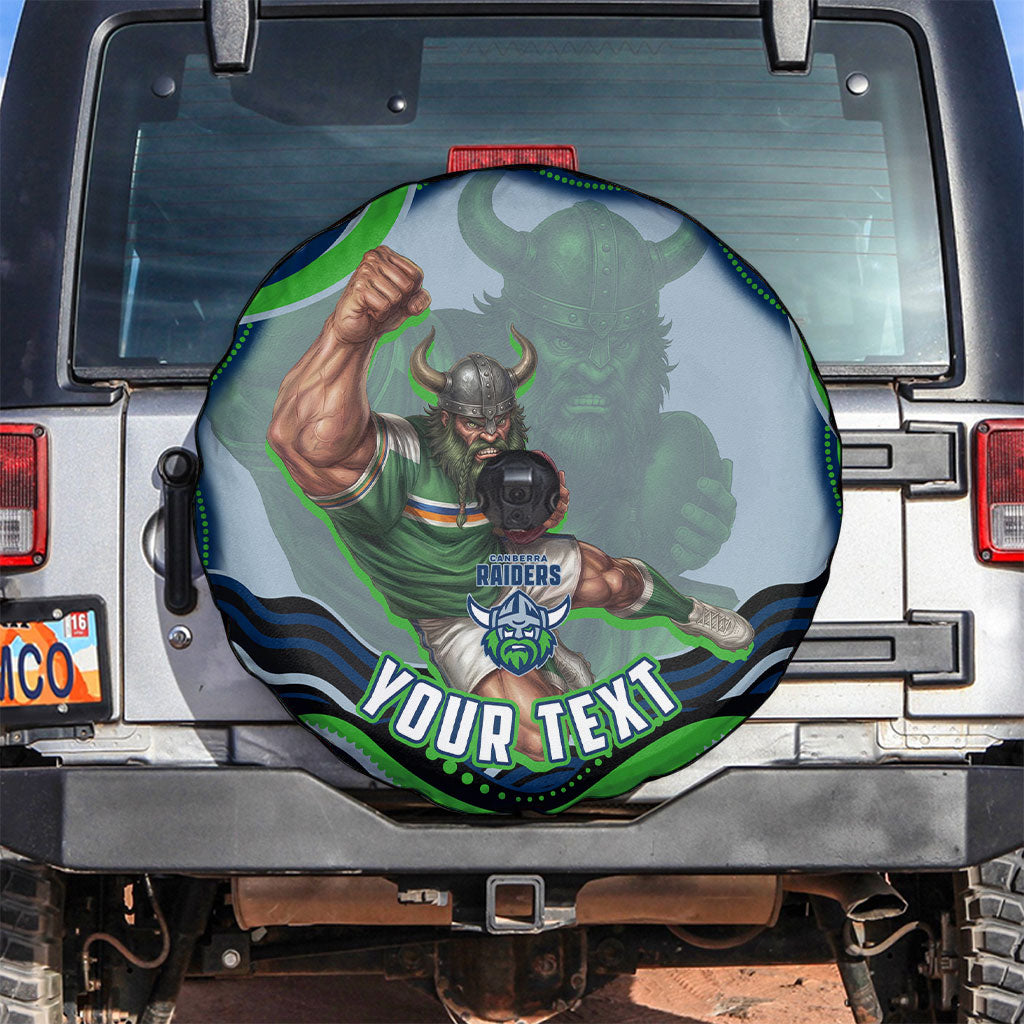 Personalized Canberra Raiders Spare Tire Cover Aboriginal Dot Art - Dreamtime Rugby Mascot