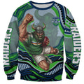 Personalized Canberra Raiders Sweatshirt Aboriginal Dot Art - Dreamtime Rugby Mascot