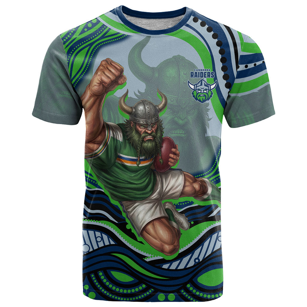 Personalized Canberra Raiders T Shirt Aboriginal Dot Art - Dreamtime Rugby Mascot