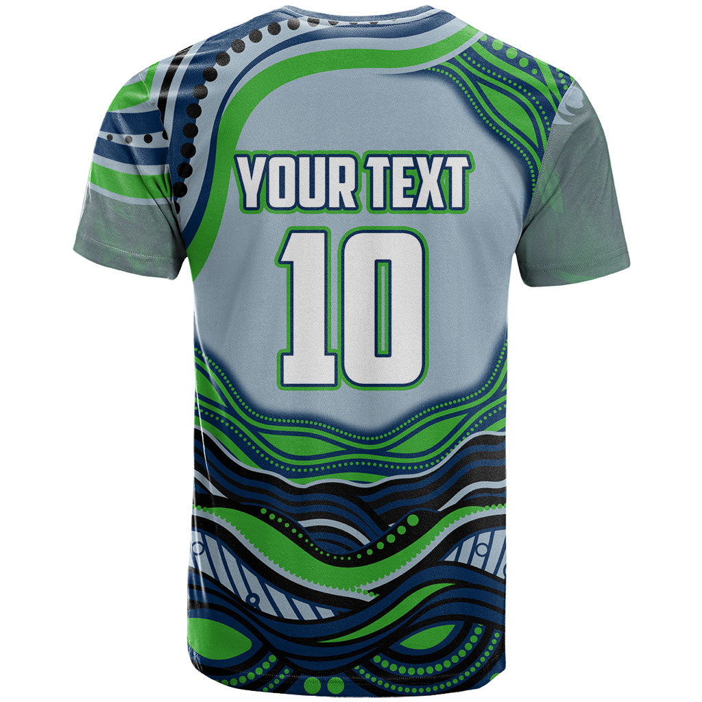Personalized Canberra Raiders T Shirt Aboriginal Dot Art - Dreamtime Rugby Mascot