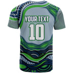 Personalized Canberra Raiders T Shirt Aboriginal Dot Art - Dreamtime Rugby Mascot