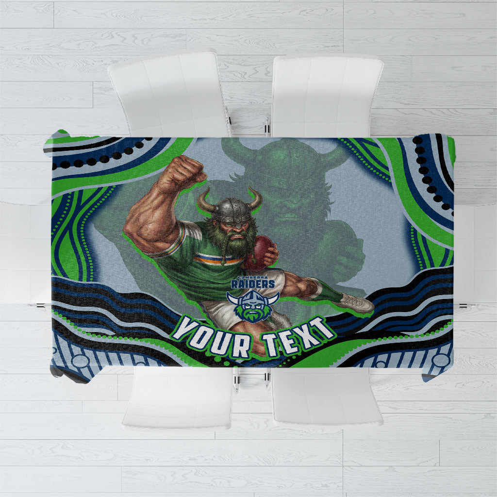Personalized Canberra Raiders Tablecloth Aboriginal Dot Art - Dreamtime Rugby Mascot