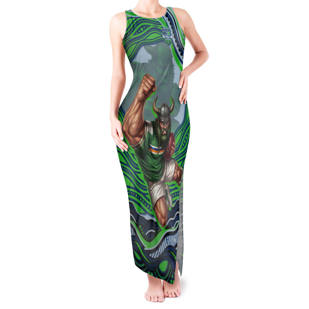 Personalized Canberra Raiders Tank Maxi Dress Aboriginal Dot Art - Dreamtime Rugby Mascot