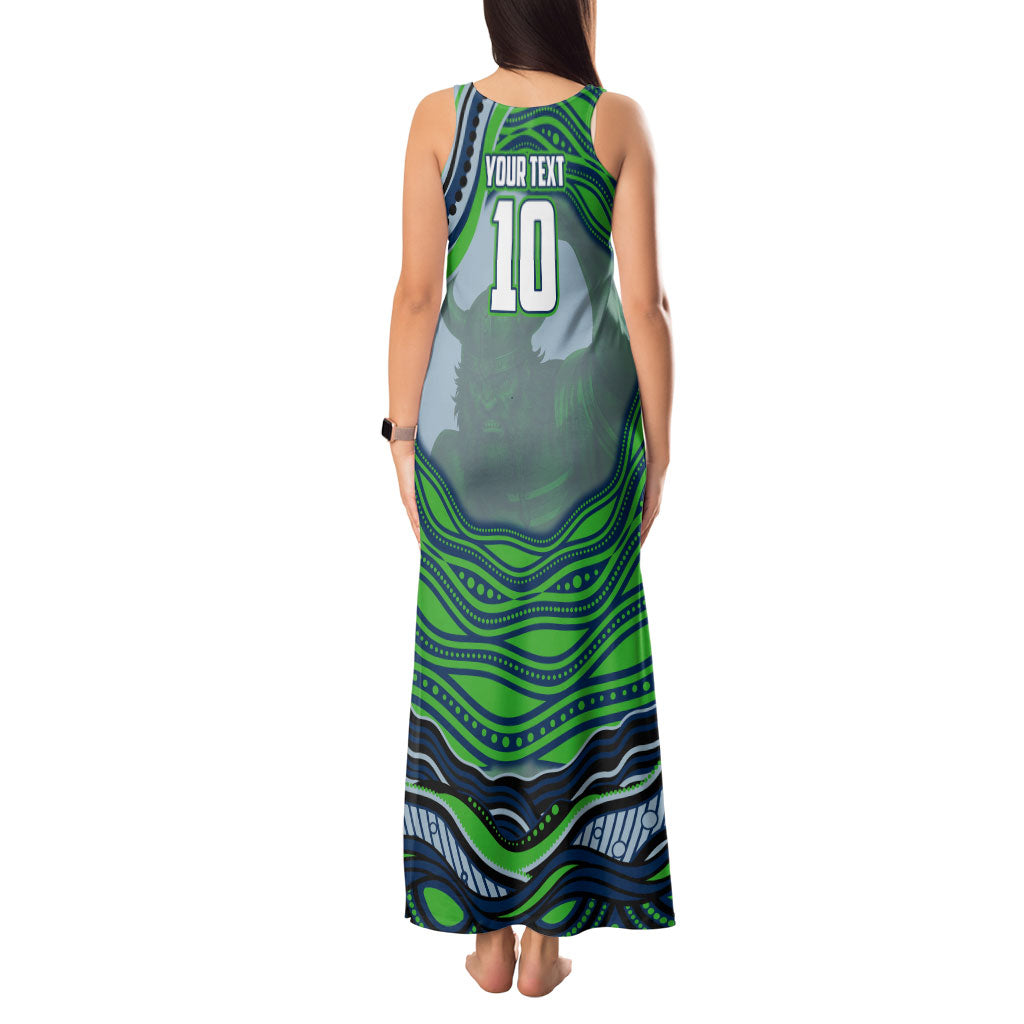 Personalized Canberra Raiders Tank Maxi Dress Aboriginal Dot Art - Dreamtime Rugby Mascot