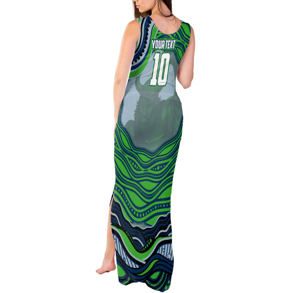 Personalized Canberra Raiders Tank Maxi Dress Aboriginal Dot Art - Dreamtime Rugby Mascot