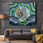 Personalized Canberra Raiders Tapestry Aboriginal Dot Art - Dreamtime Rugby Mascot