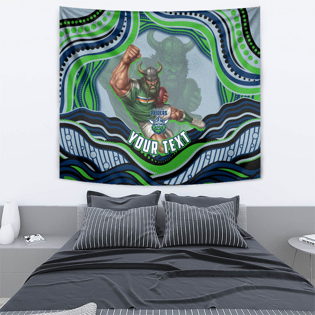 Personalized Canberra Raiders Tapestry Aboriginal Dot Art - Dreamtime Rugby Mascot