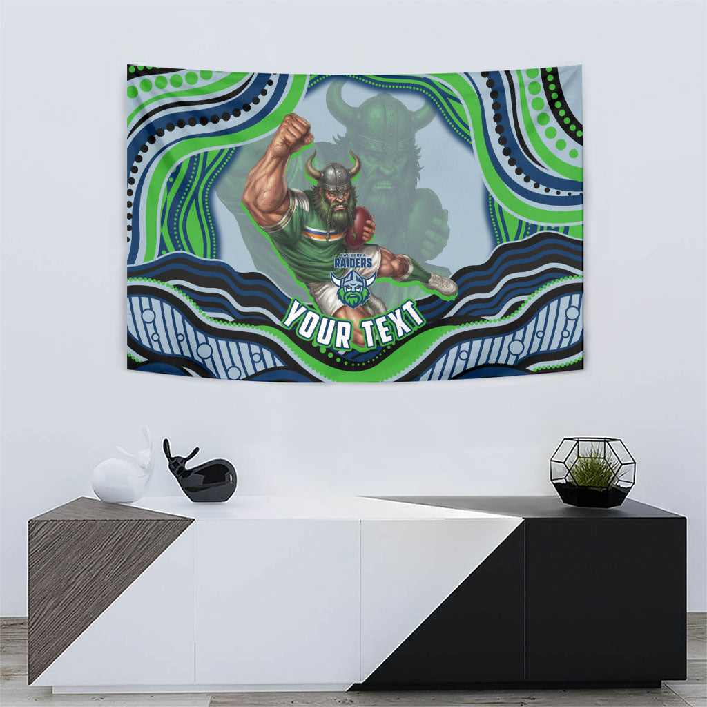 Personalized Canberra Raiders Tapestry Aboriginal Dot Art - Dreamtime Rugby Mascot