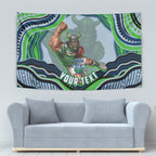 Personalized Canberra Raiders Tapestry Aboriginal Dot Art - Dreamtime Rugby Mascot