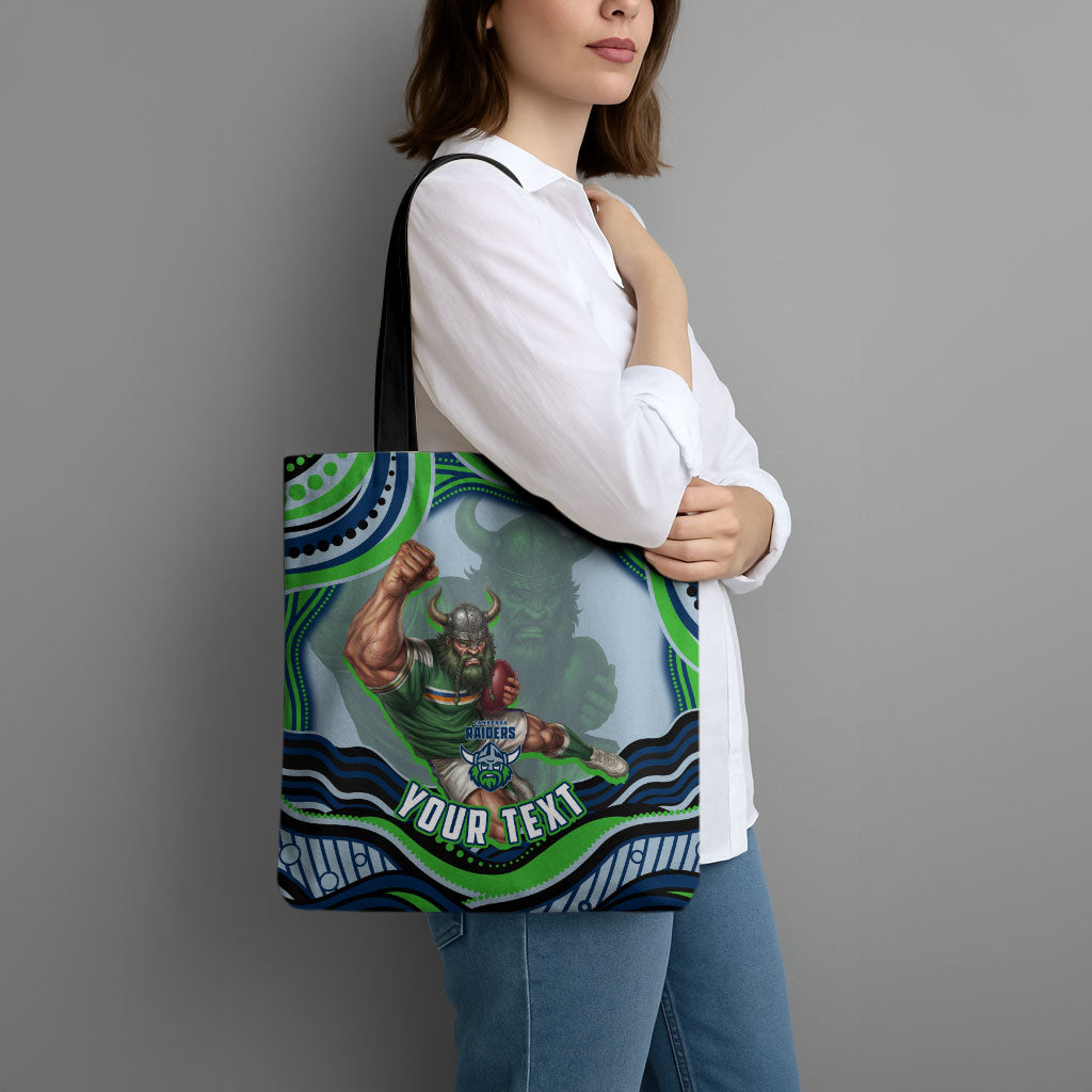 Personalized Canberra Raiders Tote Bag Aboriginal Dot Art - Dreamtime Rugby Mascot