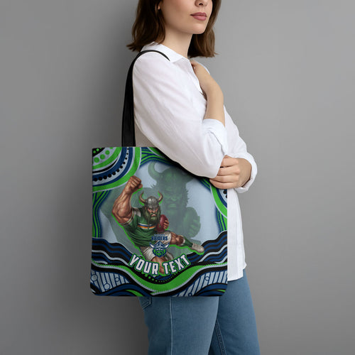 Personalized Canberra Raiders Tote Bag Aboriginal Dot Art - Dreamtime Rugby Mascot