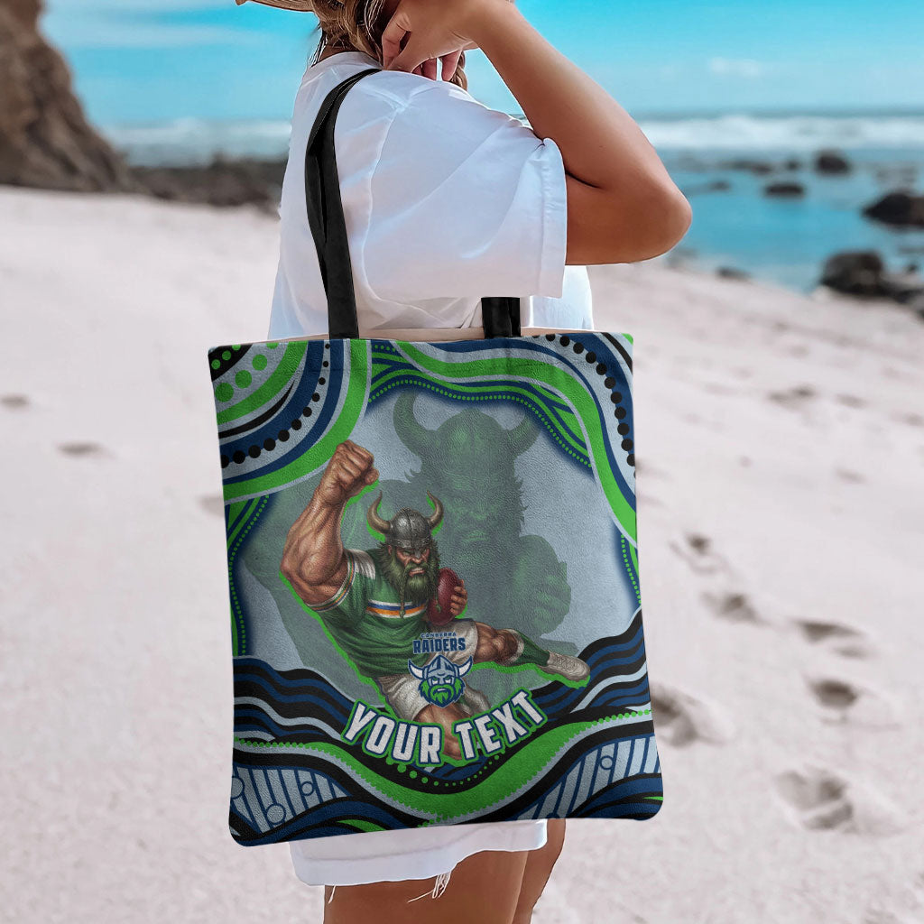 Personalized Canberra Raiders Tote Bag Aboriginal Dot Art - Dreamtime Rugby Mascot