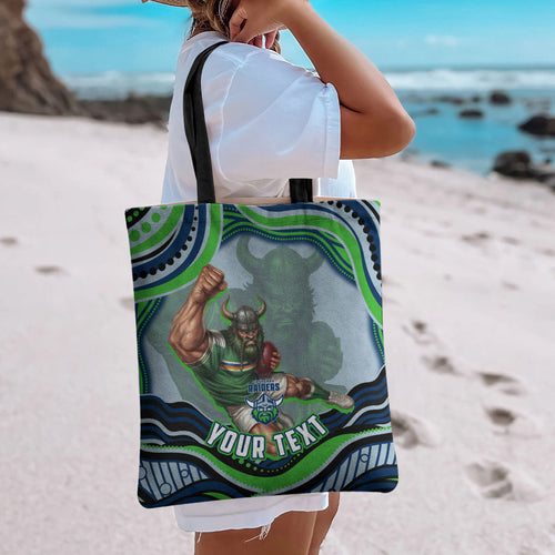 Personalized Canberra Raiders Tote Bag Aboriginal Dot Art - Dreamtime Rugby Mascot