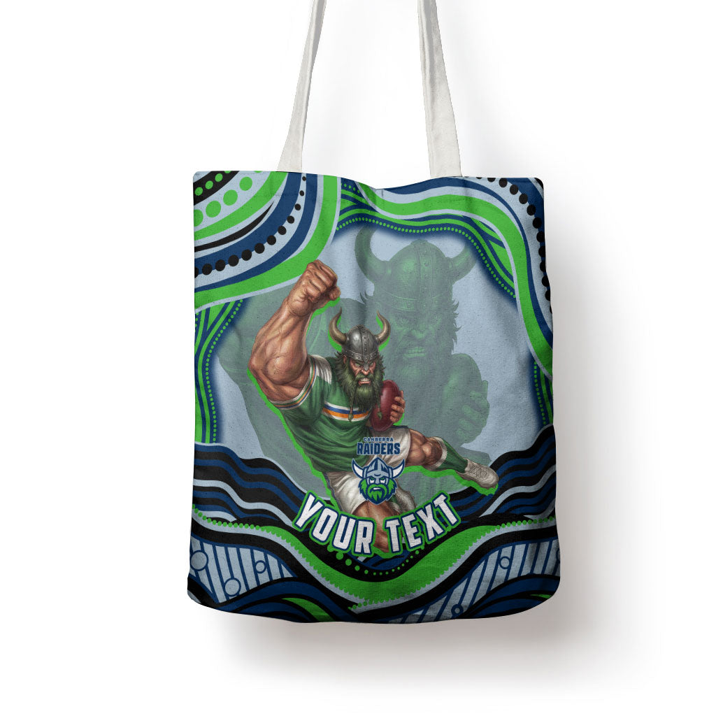 Personalized Canberra Raiders Tote Bag Aboriginal Dot Art - Dreamtime Rugby Mascot