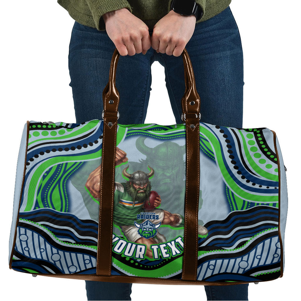 Personalized Canberra Raiders Travel Bag Aboriginal Dot Art - Dreamtime Rugby Mascot