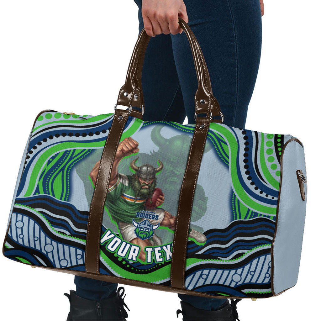 Personalized Canberra Raiders Travel Bag Aboriginal Dot Art - Dreamtime Rugby Mascot
