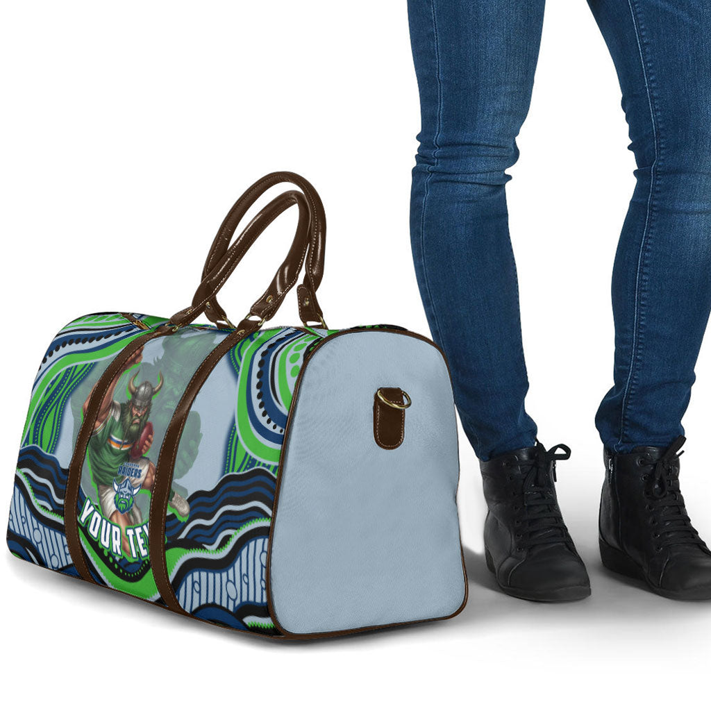 Personalized Canberra Raiders Travel Bag Aboriginal Dot Art - Dreamtime Rugby Mascot