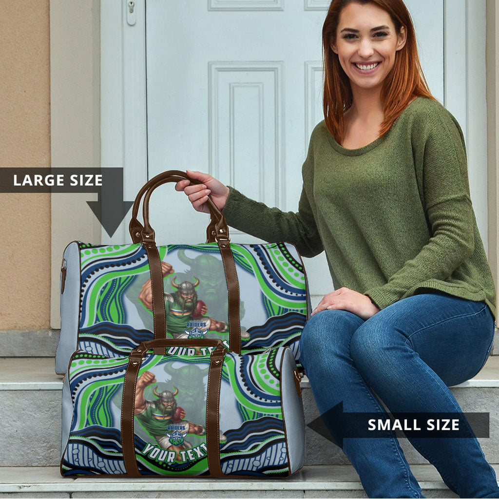 Personalized Canberra Raiders Travel Bag Aboriginal Dot Art - Dreamtime Rugby Mascot