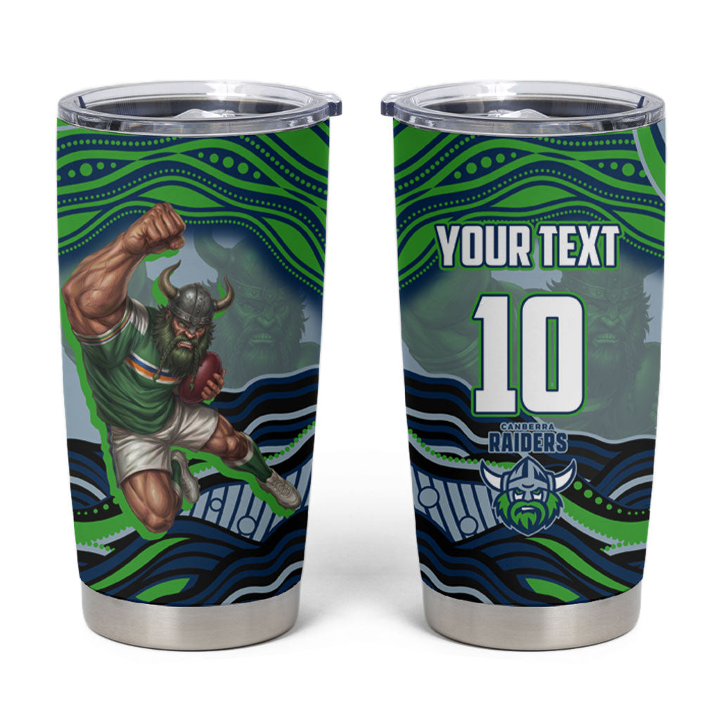 Personalized Canberra Raiders Tumbler Cup Aboriginal Dot Art - Dreamtime Rugby Mascot