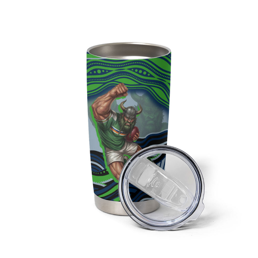 Personalized Canberra Raiders Tumbler Cup Aboriginal Dot Art - Dreamtime Rugby Mascot