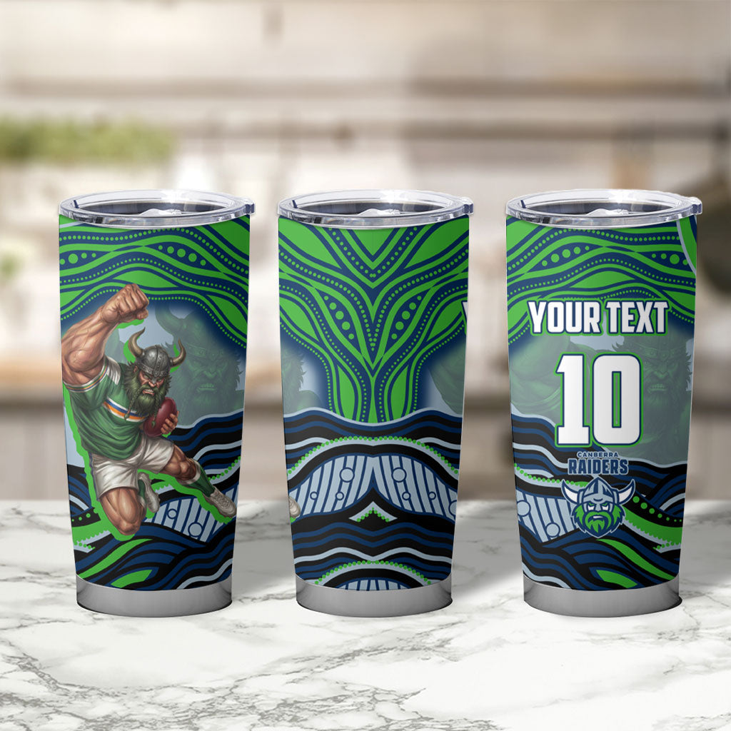 Personalized Canberra Raiders Tumbler Cup Aboriginal Dot Art - Dreamtime Rugby Mascot