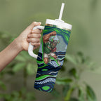 Personalized Canberra Raiders Tumbler With Handle Aboriginal Dot Art - Dreamtime Rugby Mascot