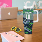 Personalized Canberra Raiders Tumbler With Handle Aboriginal Dot Art - Dreamtime Rugby Mascot